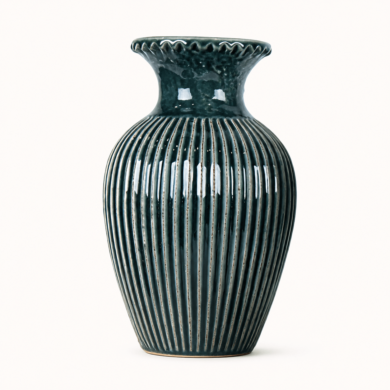 Teal Ribbed Vase – New Vision ceramic vase collection